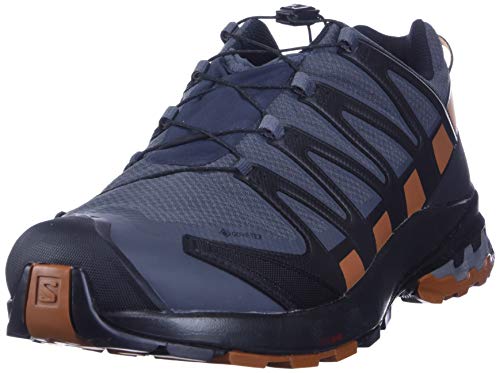 Salomon XA Pro 3D V8 Gore-Tex (impermeable) Wide Hombre Zapatos de trail running, Negro (Ebony/Caramel Cafe/Black), 43 ⅓ EU