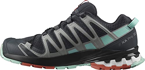 Salomon XA Pro 3D V8 Mujer Zapatos de trail running, Negro (Ebony/Yucca/Mec Orange), 38 2/3 EU