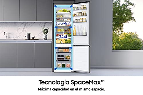 SAMSUNG RB34T602DSA - Frigorífico, Tecnología Space Max, No Frost, capacidad 344 L, 1.85 m, color Inox plateado