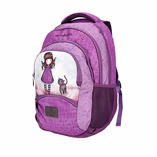 SANTORO Gorjuss 21GJS107-PUR, mochila escolar con compartimento para portátil de 15,6 pulgadas, 46,5 cm, 35 l, 46,5 x 34,5 x 18, Purrrrfect Pals