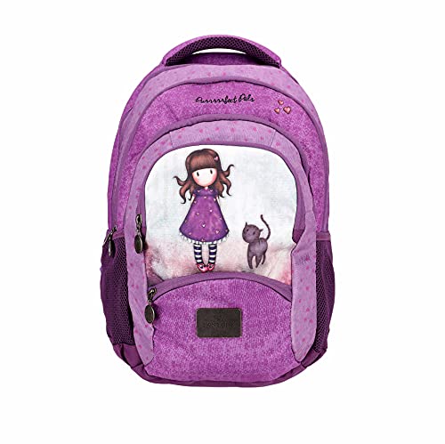 SANTORO Gorjuss 21GJS107-PUR, mochila escolar con compartimento para portátil de 15,6 pulgadas, 46,5 cm, 35 l, 46,5 x 34,5 x 18, Purrrrfect Pals