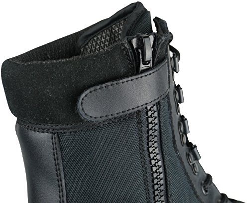 Savage Island Botas Piel Negras Combate con Cremallera Lateral