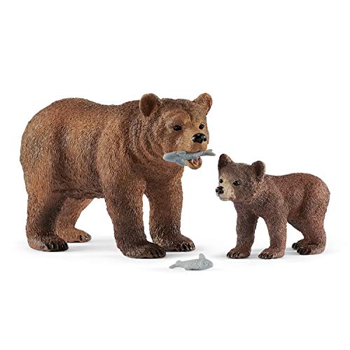 Schleich - Figura de mamá Grizzly con Oso Wild Life 42473, Multicolor