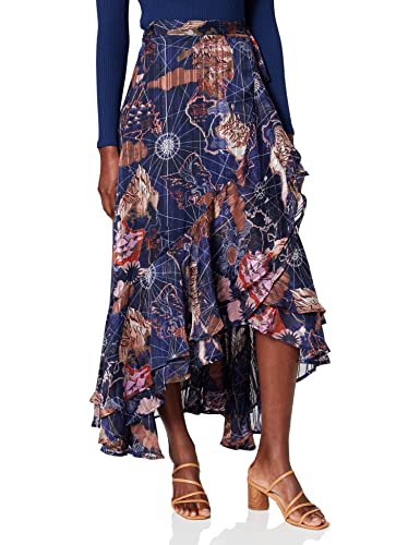 Scotch & Soda Printed Wrap-Over Recycled Polyester Maxi Skirt Falda, Combo G 0461, L para Mujer