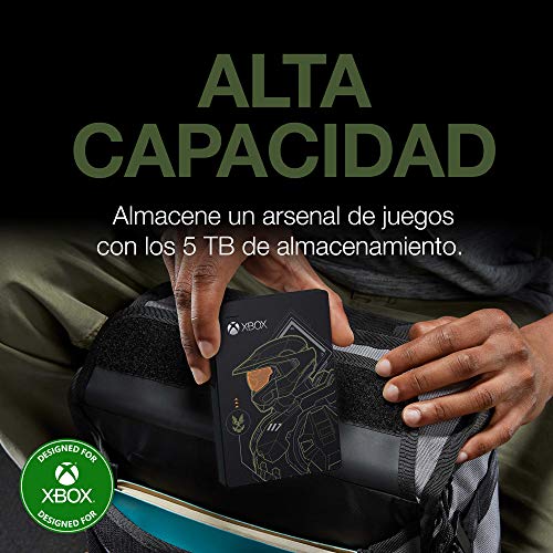 Seagate Game Drive for Xbox Halo Edition - Master Chief Unidad HDD Externa portátil LE de 5 TB - USB 3.2 Gen 1 diseñada para Xbox One, Xbox Series X/S, 2 años Rescue Services (STEA5000406)