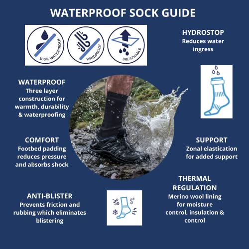 Seal Skinz Waterproof Warm Weather Mid Length Sock with Hydrostop Calcetines, Unisex Adulto, Negro, L