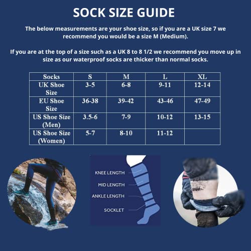 Seal Skinz Waterproof Warm Weather Mid Length Sock with Hydrostop Calcetines, Unisex Adulto, Negro, M