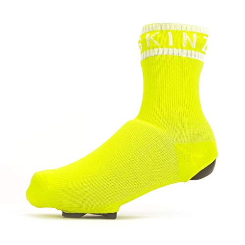 SEALSKINZ Unisex Impermeable Oversock Ciclo, Neón Amarillo/Blanco, L