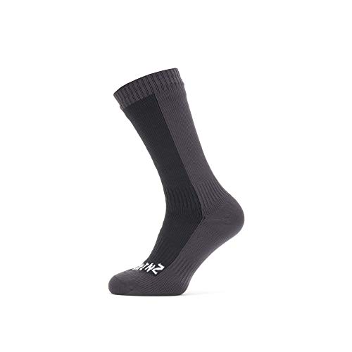 SealSkinz Waterproof Cold Weather Mid Length Calcetín, Hombre, Negro/Gris, Medium