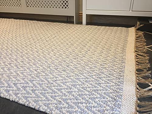 Second Nature Online Alfombra Greta en espiguilla de Estilo escandinavo con Hilo de Yute de algodón Natural de Tejido Plano Suave 120cm x 180cm