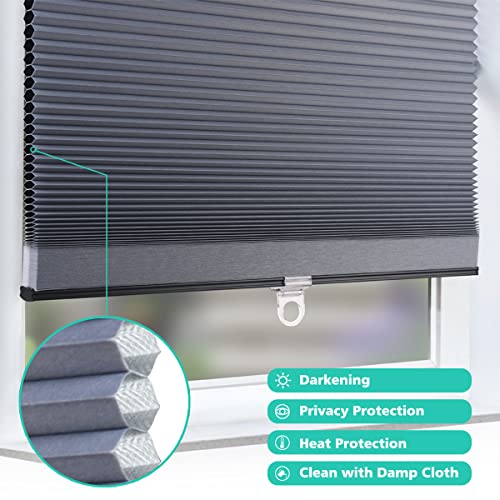 Sekey Cortina Plisada de Lamas sin Estirar para Puertas y Ventanas Opaca Protección de privacidad y Protección Solar Estores venecianos opacos Que Proporciona Aislamiento, Gris 50X130 cm (LxH)