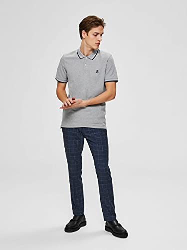 SELECTED HOMME Slhnewseason SS Polo W Noos Camisa, Medium Grey Melange, L para Hombre