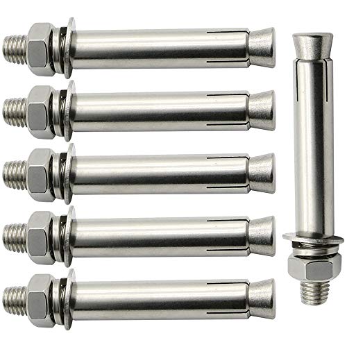 SENDILI 6 Piezas Tornillos de Expansión de Acero Inoxidable M10 - Tuerca Hexagonal Externa Pernos de Anclaje de Manguito de Expansión Fijación de Alta Resistencia, M10*100/6 Piezas