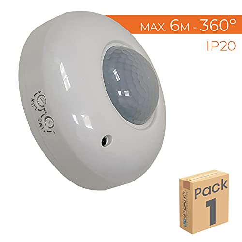 Sensor de Movimiento PIR, Detector Sensor de Movimiento de Superficie en techo 360º, Alcance 8m, AC 110-240V. Sensor de Infrarrojos