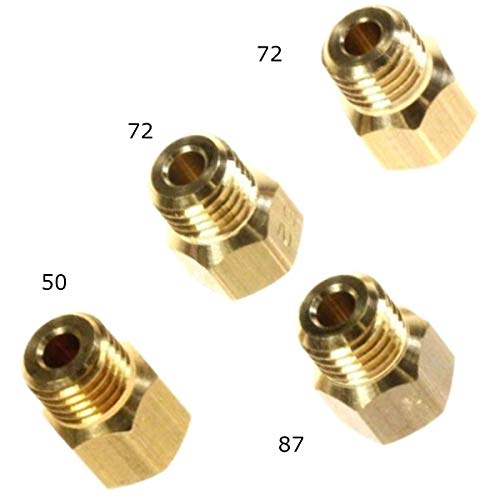 Set of 4 LPG gas injectors for heat and propane burners, conversion kit 1x 50 2 x 72 1 x 87