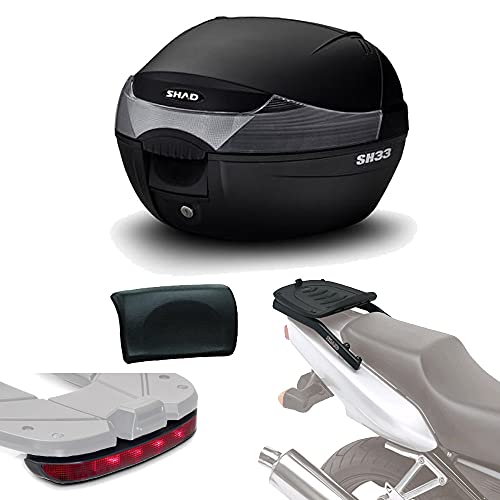 Sh33lurehe120 - Kit fijacion + Maleta baul Trasero + luz de Freno + Respaldo Regalo sh33 Compatible con Honda x-Adventure 750 17 Honda x-ADV 2017-2017