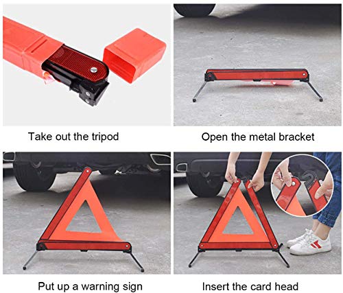 Shalwinn Triángulo Reflectante de Advertencia para Coche,Paquete de 2 triángulos de Advertencia automáticos, para emergencias y averías