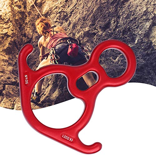 Shipenophy Dispositivo de aseguramiento de Anillo descendente de Anillo de 8 Formas Cuerno de Toro para barranquismo para Rescate para Aventuras para Operaciones a Gran altitud para Trabajos de(Red)