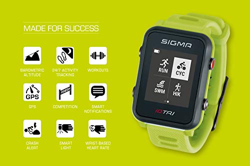 Sigma Sport ID.Tri Basic Reloj de triatlón GPS, Unisex-Adult, Neon Green,