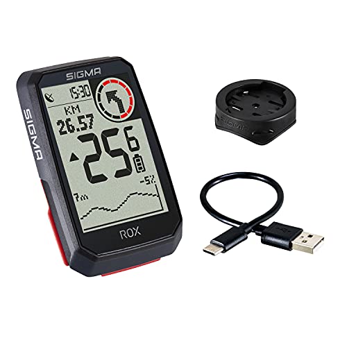 SIGMA SPORT ROX 4.0 Negro | Ciclocomputador inalámbrico GPS y navegación, con soporte GPS | Navegación GPS en exteriores con altimetría