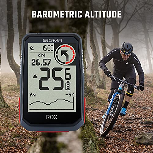 SIGMA SPORT ROX 4.0 Negro HR Set | Ciclocomputador inalámbrico GPS y navegación incl. sensor de frecuencia cardíaca | Navegación GPS en exteriores con altimetría