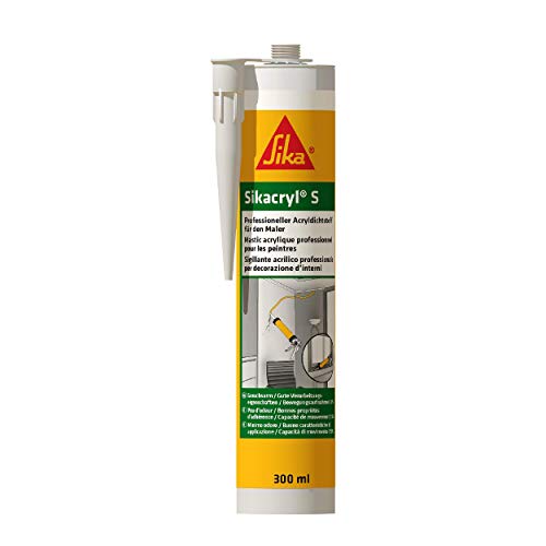 Sikacryl S, Gris, Masilla acrílicos para el sellado de juntas y relleno de fisuras en interior y exterior, 300 ml