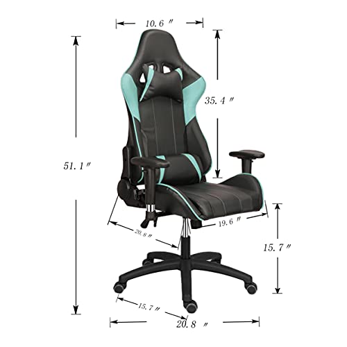 Silla de carreras para deportes electrónicos, respaldo y almohadas altas ergonómicas, respaldo lumbar, silla giratoria para juegos, apoyabrazos de altura ajustable (azul oscuro)