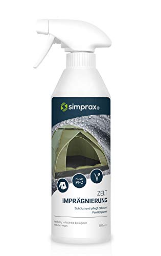 simprax® Impermeabilizante para tienda de campaña en spray - 500 ml - Spray impermeabilizante - Oeko-tex Eco-Passport - Resistente a los rayos UV y biodegradable