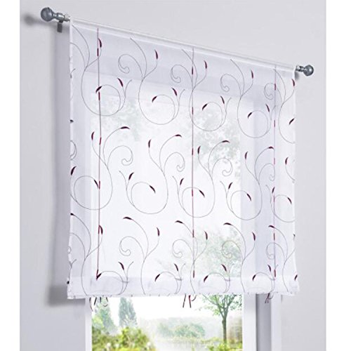 SIMPVALE 1 Pieza Cortina Romano de Bordado Altura Ajustable Cortina de Ventana de Estilo Romana para Dormitorio o Cocina, Púrpura, Ancho 100cm / Altura 120cm