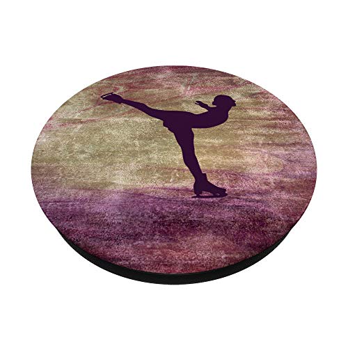 Skater Ciruela Silueta - Púrpura y Oro Vintage Fondo PopSockets PopGrip Intercambiable