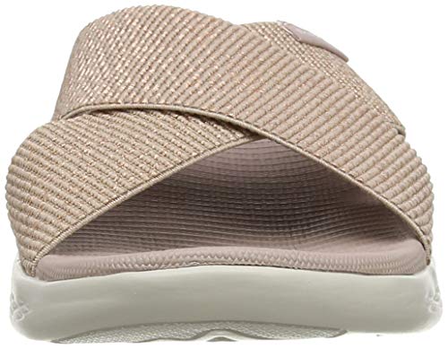 Skechers On-The-go 600, Sandalia con Punta Abierta Mujer, Pink Rose Gold Textile Rsgd, 38 EU