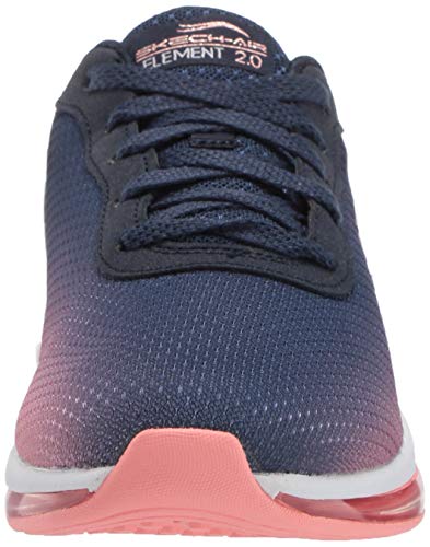 Skechers Skech-Air Element 2.0, Zapatillas Mujer, Azul Marino Malla Rosa Caliente Borde Nvhp, 37.5 EU