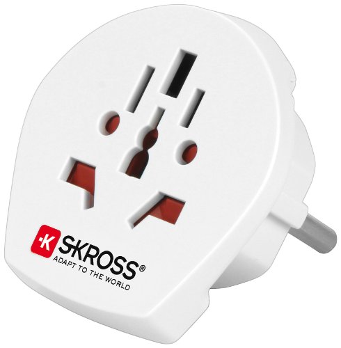 Skross Adaptador de enchufes para Europa&quot Single Travel en Color Blanco