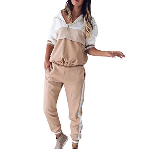 Sleeve Casual Sets Sport Sets Sweatshirt Pants Long Women Wear Suit Tracksuit Women Suits & Sets Sets (Khaki, L)