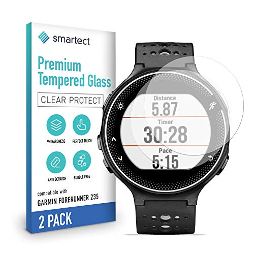 smartect Cristal Templado para Móvil Garmin Forerunner 235 [2 Unidades] - Protector de pantalla 9H - Diseño ultrafino - Instalación sin burbujas - Anti-huella