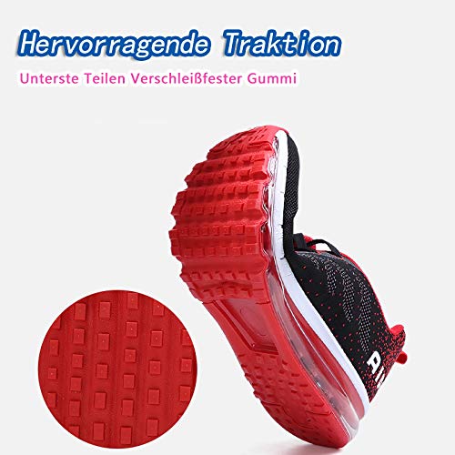 Smarten Zapatillas de Running Hombre Mujer Air Correr Deportes Calzado Verano Comodos Zapatillas Sport Black Red 42 EU