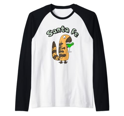 Smilenowtees Divertido monstruo Gila Bebiendo Margarita Santa Fe Camiseta Manga Raglan