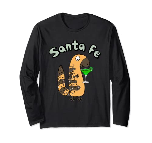 Smilenowtees Divertido monstruo Gila Bebiendo Margarita Santa Fe Manga Larga