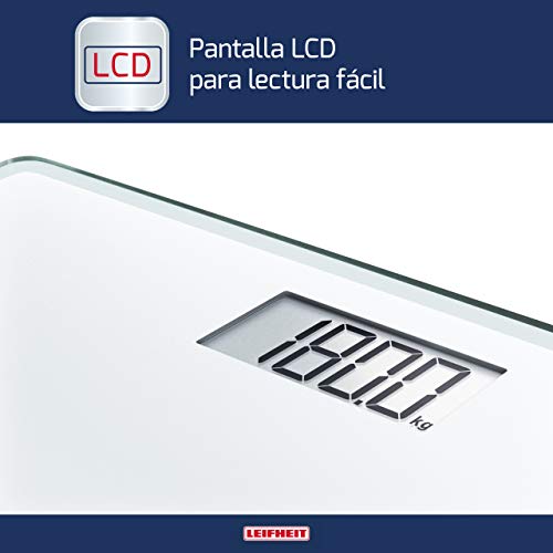 Soehnle Báscula digital Style Sense Compact 200, peso de baño en tamaño compacto, báscula corporal con pantalla LCD fácilmente legible, báscula plana