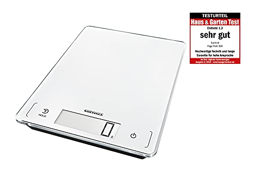 Soehnle Báscula para cocina Page Profi 300, peso digital blanco con función Sensor Touch, báscula electrónica hasta 20 kg (precisión de 1 g)