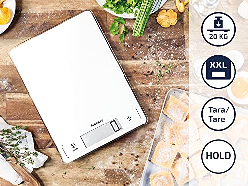 Soehnle Báscula para cocina Page Profi 300, peso digital blanco con función Sensor Touch, báscula electrónica hasta 20 kg (precisión de 1 g)