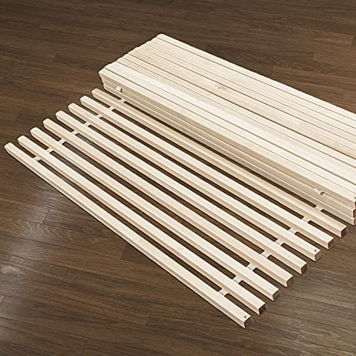 Somier Enrollable para La Cama Individual 70x200cm Premium – 300 Kg 40 Listones – La Madera Natural de Abedul Macizo FSC – 10 Años de Garantía – Listones Extra Firmes – Somier de Laminas Sin Bastidor