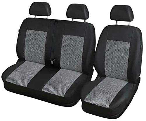 Stedeya Funda de Asiento Universal Especial para Furgonetas y Camionetas 2 + 1, Color Negro y Gris, Funda Protectora para Asientos