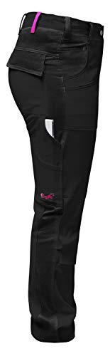 strongAnt - Elasticos Pantalones de Trabajo para Mujer. Pantalón de Trabajo Completo con Bolsillos para Rodilleras - Schwarz 32