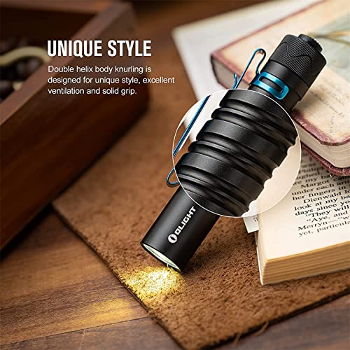 SUANGXI Olight I5T EOS Slim EDC Torch 300 Lumen Powered BATERÍA DE UNA Single AA, Linterna del Interruptor de la Cola con la Distancia de viga 196ft, Doble Salida para Acampar y Senderismo, Negro