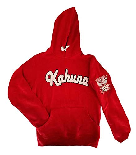 Sudadera surfera para Hombre y Mujer con Capucha Kahuna Store Screenprinting Red Hoodie Premium Roja Monkey Style, Unisex, para Hombre y Mujer, Skate Wear and Snowboard (l)