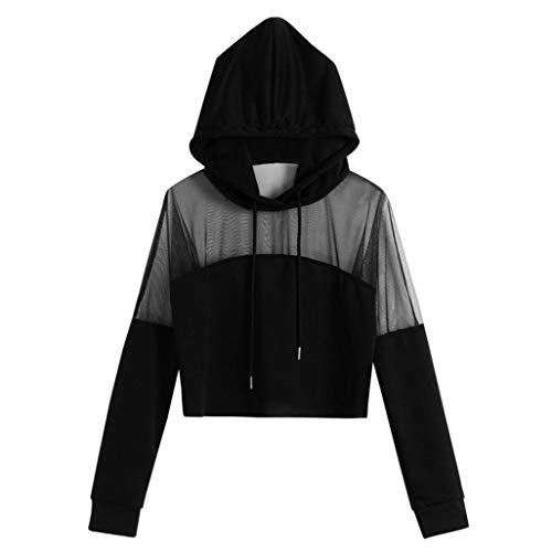 Sudaderas Mujer Cortas Tumblr,Otoño Transparente Camiseta de Manga Larga Blusa Tops Pullovers