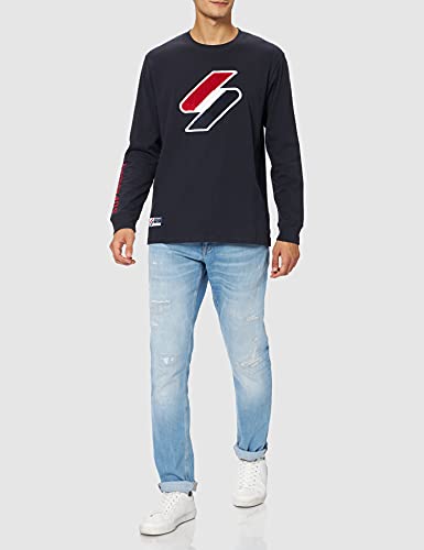 Superdry Code Logo Che LS Top Camiseta, Azul Oscuro, XXL para Hombre