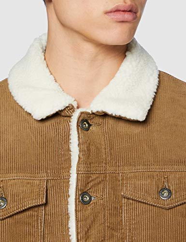 Superdry Highwayman Cord Sherpa Trucker Chaqueta Vaquera, Bronceado Oscuro, XS para Hombre