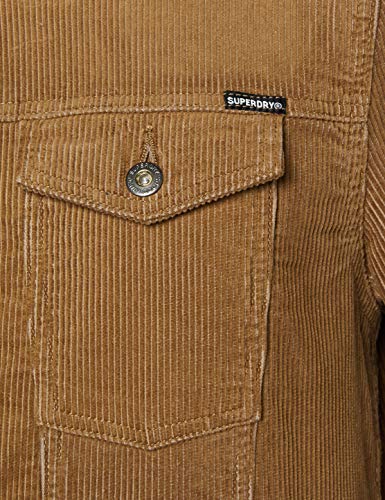 Superdry Highwayman Cord Sherpa Trucker Chaqueta Vaquera, Bronceado Oscuro, XS para Hombre